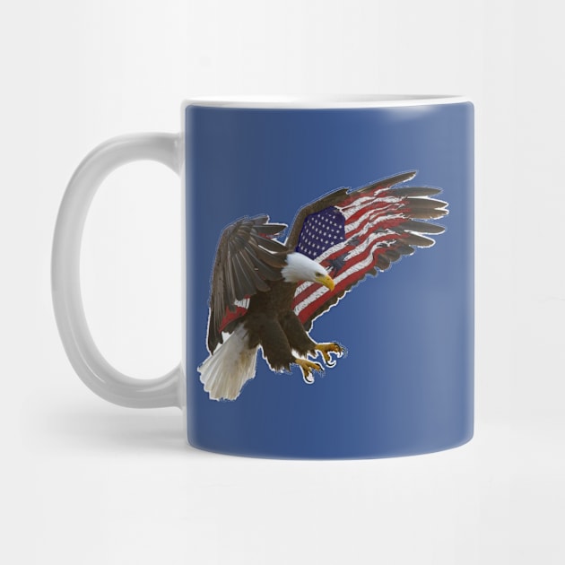 AMERICAN BALD EAGLE FLYING WITH FLAG WINGS by colormecolorado